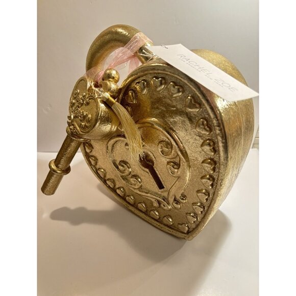 Gold Heart and Key Locket Decor w/ Cute Pink Bow Girls Women Room New Key Broken - Picture 7 of 13